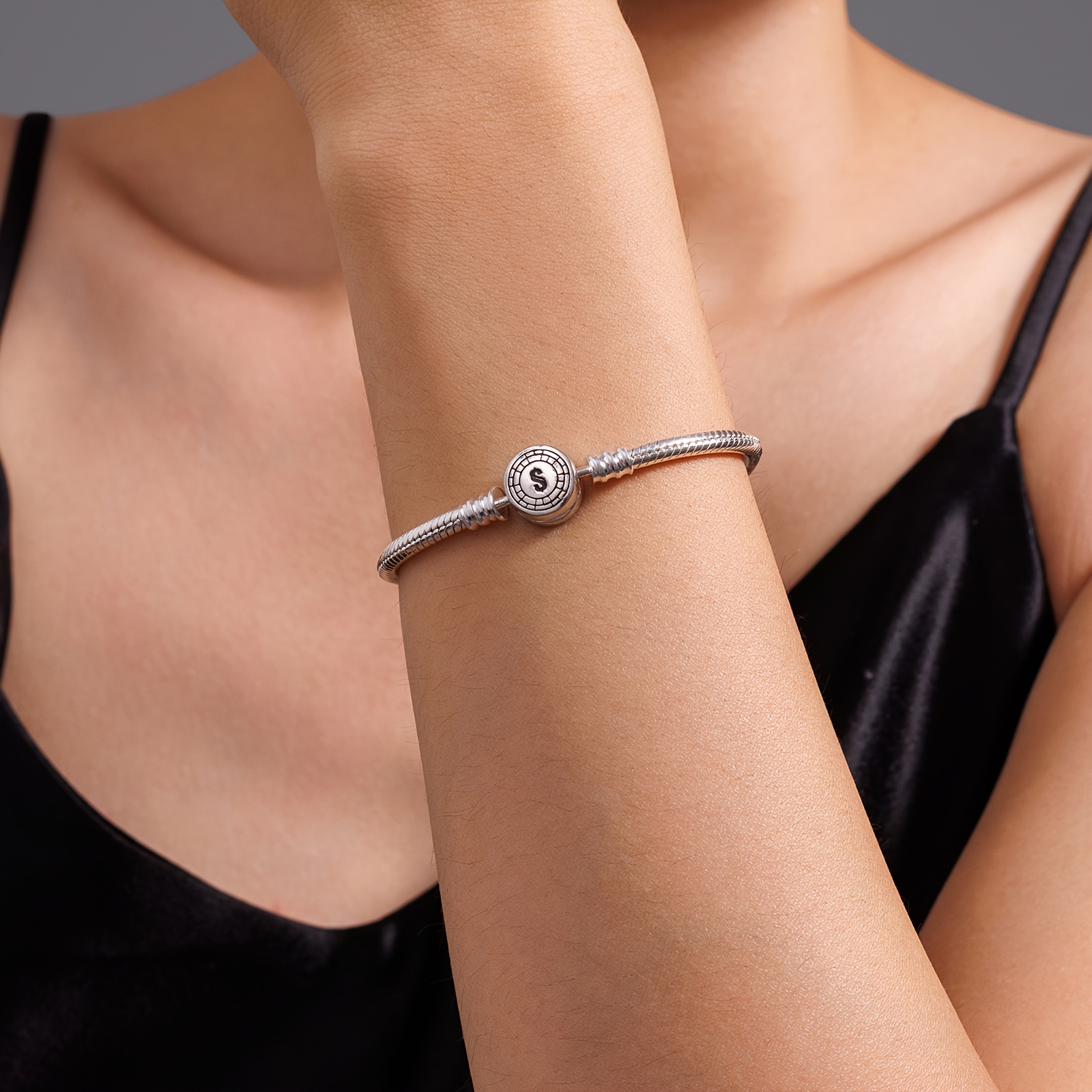 New 925 Silver-Plated Crown Chip Bracelet, Elegant Gift
